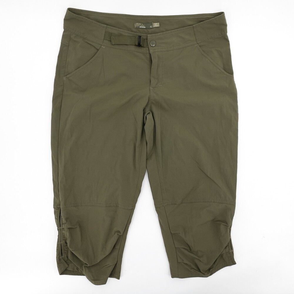 Prana Pants Womens 12 Green Breathe Stretch Nylon Spandex Cropped Hiking Outdoor